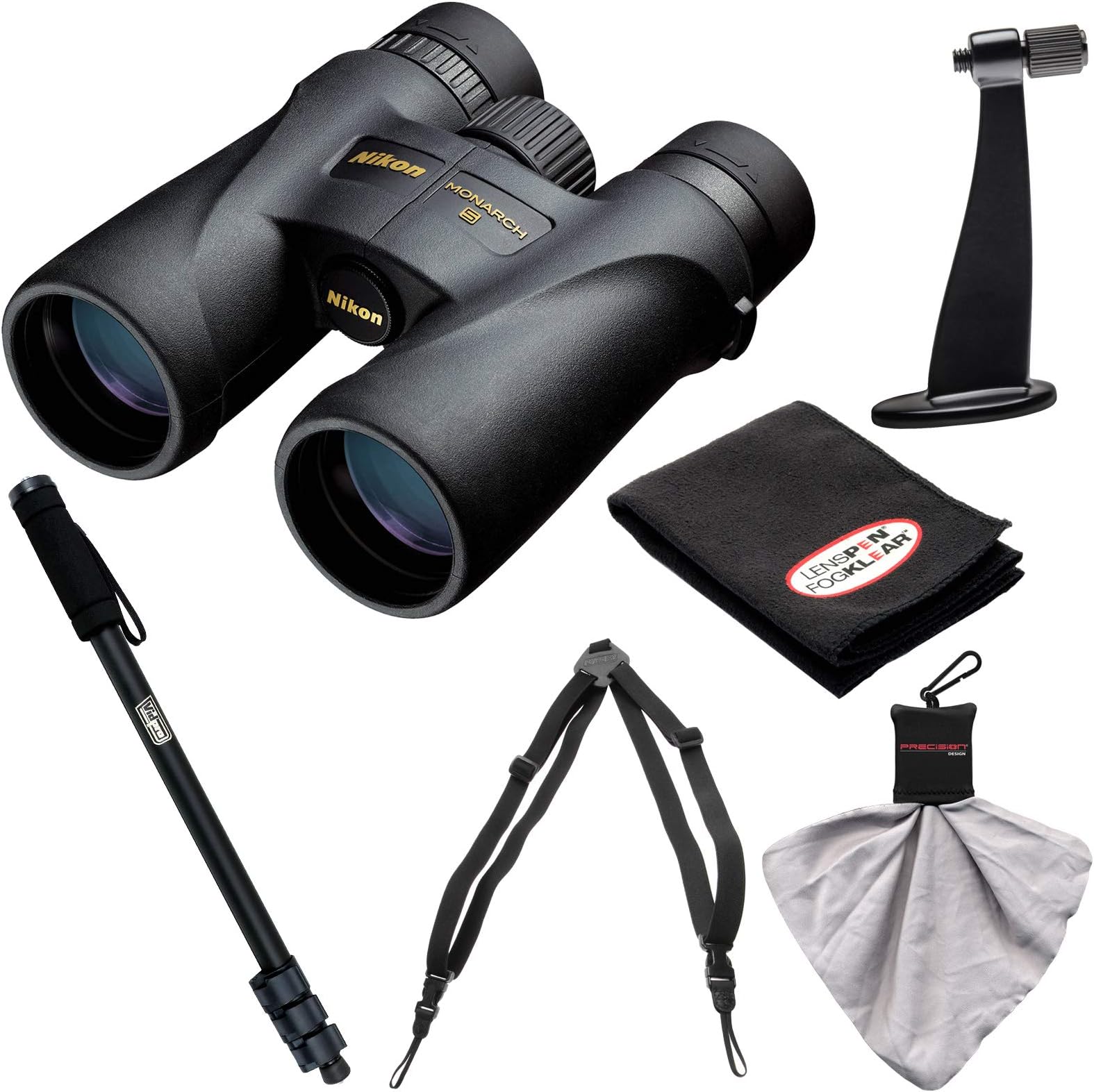 Nikon Monarch 5 12x42 ED ATB Waterproof/Fogproof Binoculars with Case + Harness + Tripod Adapter & Monopod + Kit