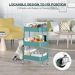 EAGMAK 3 Tier Utility Rolling Cart, Metal Storage