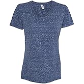 JERZEES Ladies Snow Heather Jersey V-Neck T-Shirt 88WV L Navy