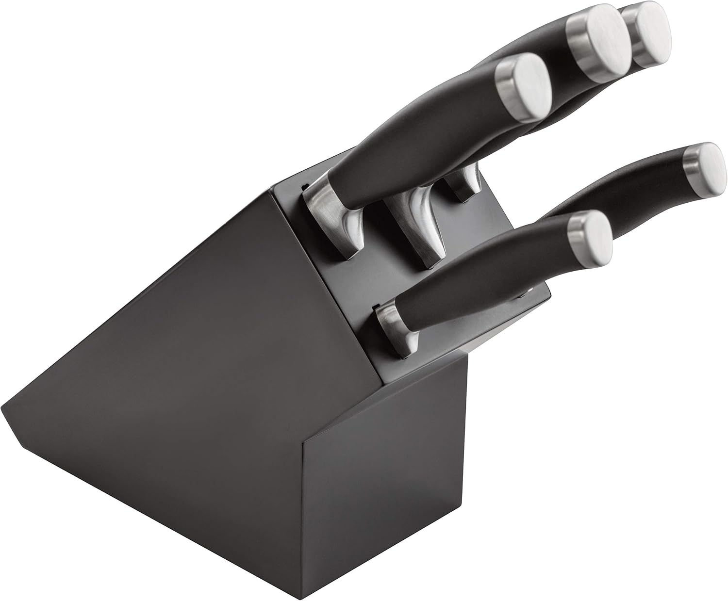 Stellar James Martin Kitchen Knife Set, Matt Black Block with Knives, 5 Piece Set Carbon Stainless Steel, Razor Sharp Blades
