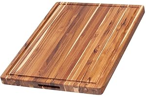 Teakhaus Carving Board - Large (L) Wood Cutting Board with Juice Groove and Grip Handles - Reversible Teak Edge Grain Wood - Knife Friendly - FSC Certified