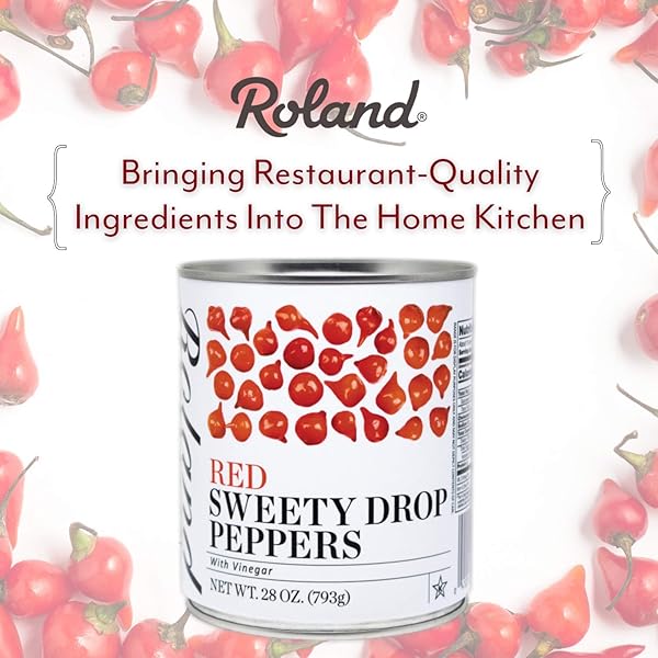 ROLAND FOODS RED SWEETY DROP PEPPERS, SPECIALTY IMPORTED FOOD, 28 OUNCE CAN, PACK OF 1