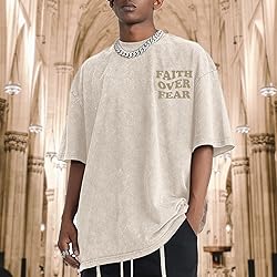 Kelxjia Christian Shirts for Men Faith Over Fear