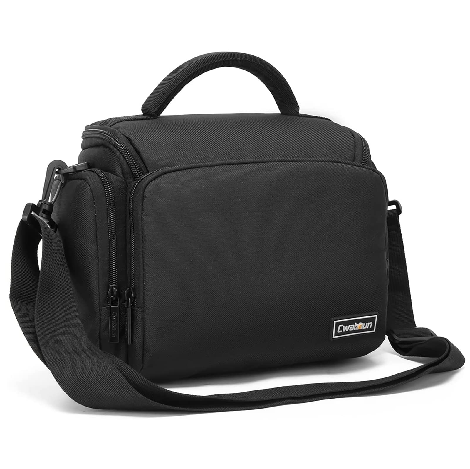 Cwatcun Camera Bag, Single Shoulder Sling Crossbody Compact Case Compatible for Canon Nikon Sony SLR DSLR Mirrorless Cameras and Lenses Water Resistant Black Large