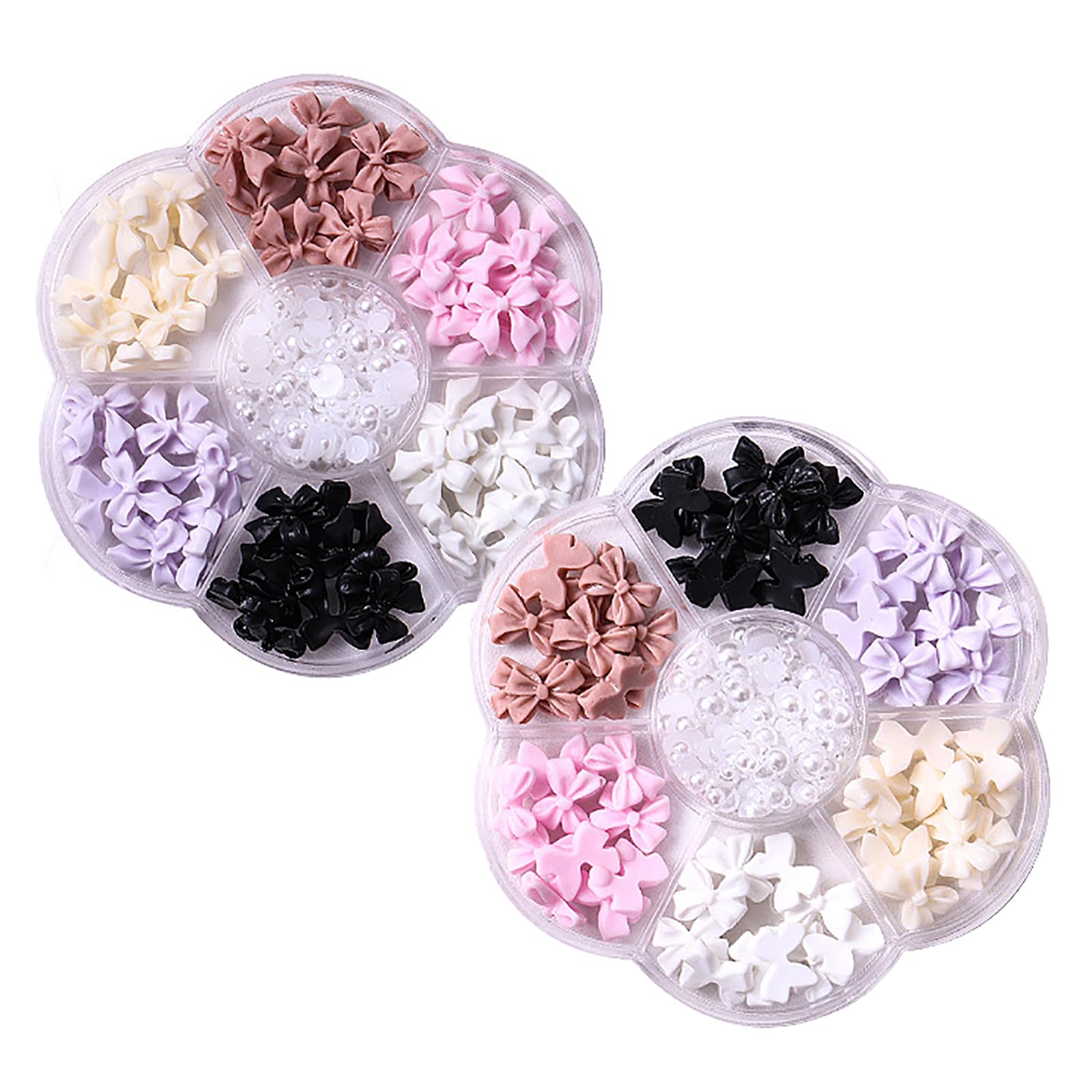 Bows Nail Charms, 2 Boxes Cute Resin 3D Bow Nail Art Charms Gems Nail Pearls Bow Tie Bowknot Nail Jewelry Supplies for DIY Crafts Nail Art Design Decorations (B)