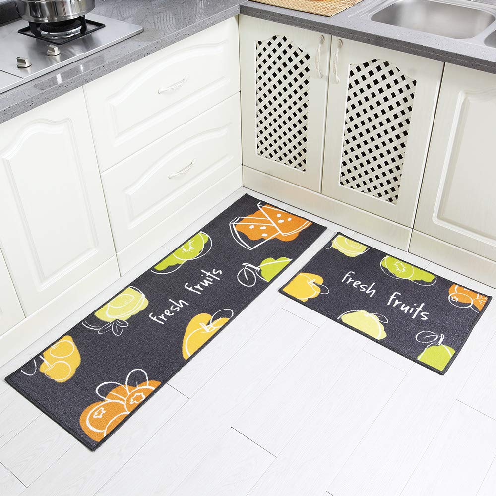 Carvapet 2 Piece Non-Slip Kitchen Mat Machine Washable Printed Floor Mat Kitchen Floor Mat (Green)