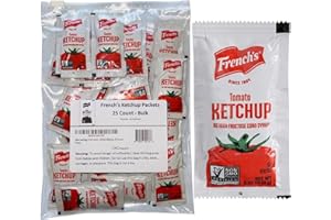 25 Count - French's Ketchup Packets - Ketchup Condiment Packs, Bundled in LK Plastic Slide Seal Food Storage Bag Packaged by CMC Products