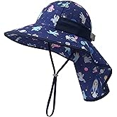 icolor Kids Sun Hat UPF50+ Sun Protection Bucket Hat Toddler Summer Beach Play Hats with Neck Flap for Girl Boy Ages 3~10