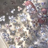 5D Embossed Laser Flower Nail Stickers for Nail Art Self-Adhesive Glitter Silver Flower Nail Decals Reflective Petal Design Stickers Spring Summer Nail Art Decoration for Women DIY Manicure