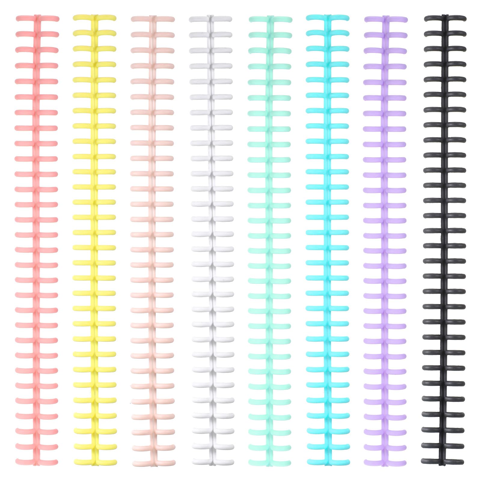 Photo 1 of 16 Pack Binding Combs Comb Binding Spines Plastic Spiral Bindings Coils 30 Ring Binder Combs and Spines for Student Teacher Business Document File Notebook File Making (Colorful)