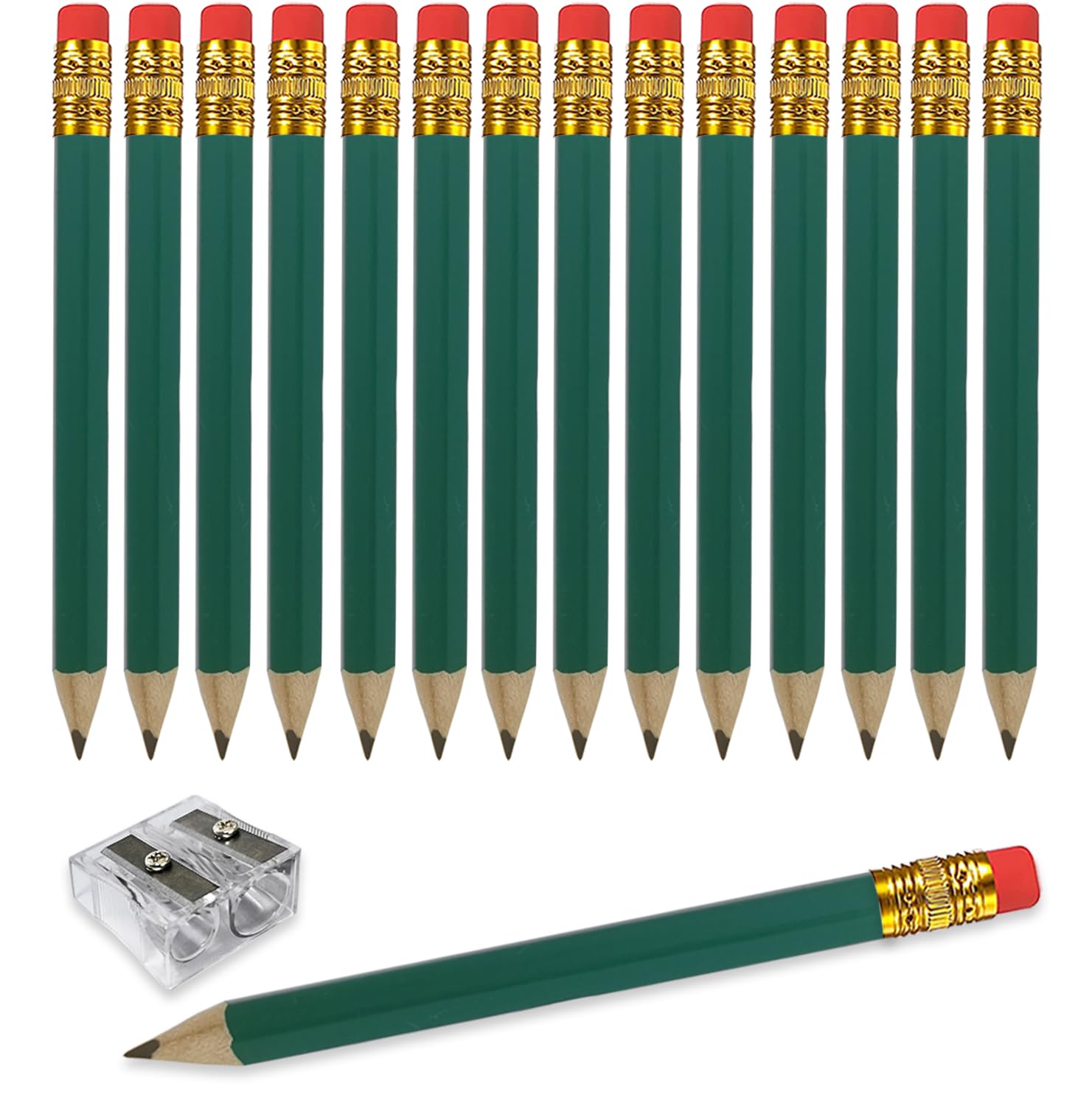 Adhere 25pcs Golf Pencils with earser Hexagon Wooden Pencils Graphite 2B for Golf Event Scoring,Classroom,Wedding,Company Meetings,Pew, Pocket (Dark Green) — image 1