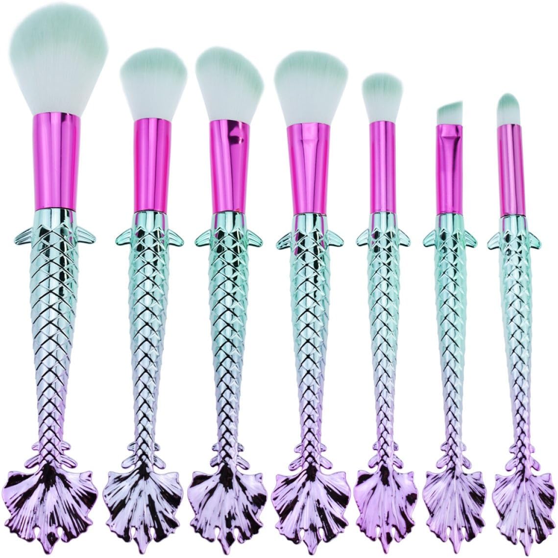 Eye Brush Set Eyeliner Eyeshadow Blending Brush Makeup Tools Cosmetic Brushes Kit 7 PCS,Green