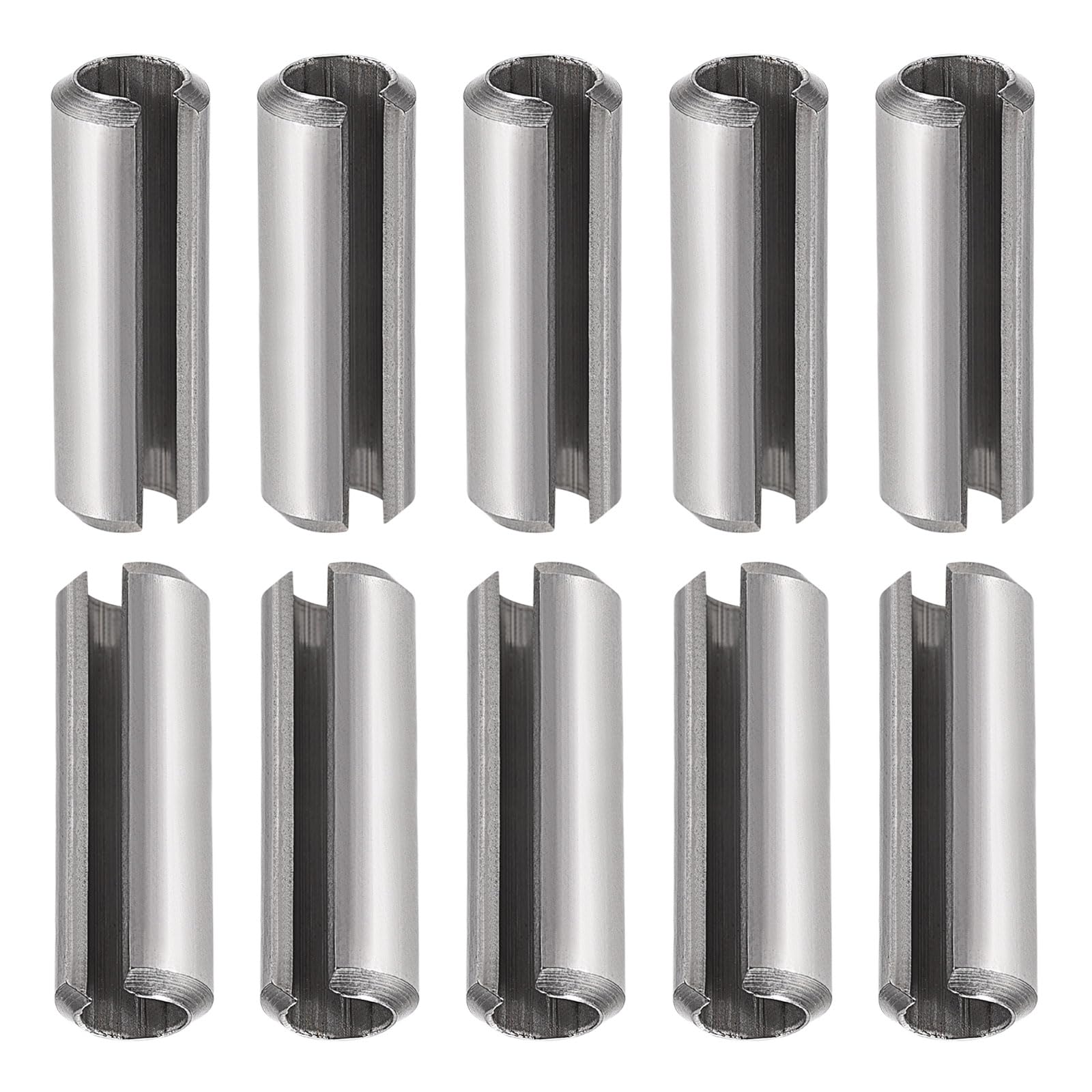 DTGN 8mmx50mm(DxL) Slotted Spring Pin - 10Pack - Good for Home Machine Fastener - 304 Stainless Steel Spring Dowel Tension Roll Pin - Silver