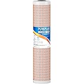 PUREPLUS 5 Micron 20" x 4.5" Whole House Coconut Shell Activated Carbon and KDF Water Filter, Heavy Metal Removal Replacement Water Filter, CTO20BB-KDF, 1 PACK