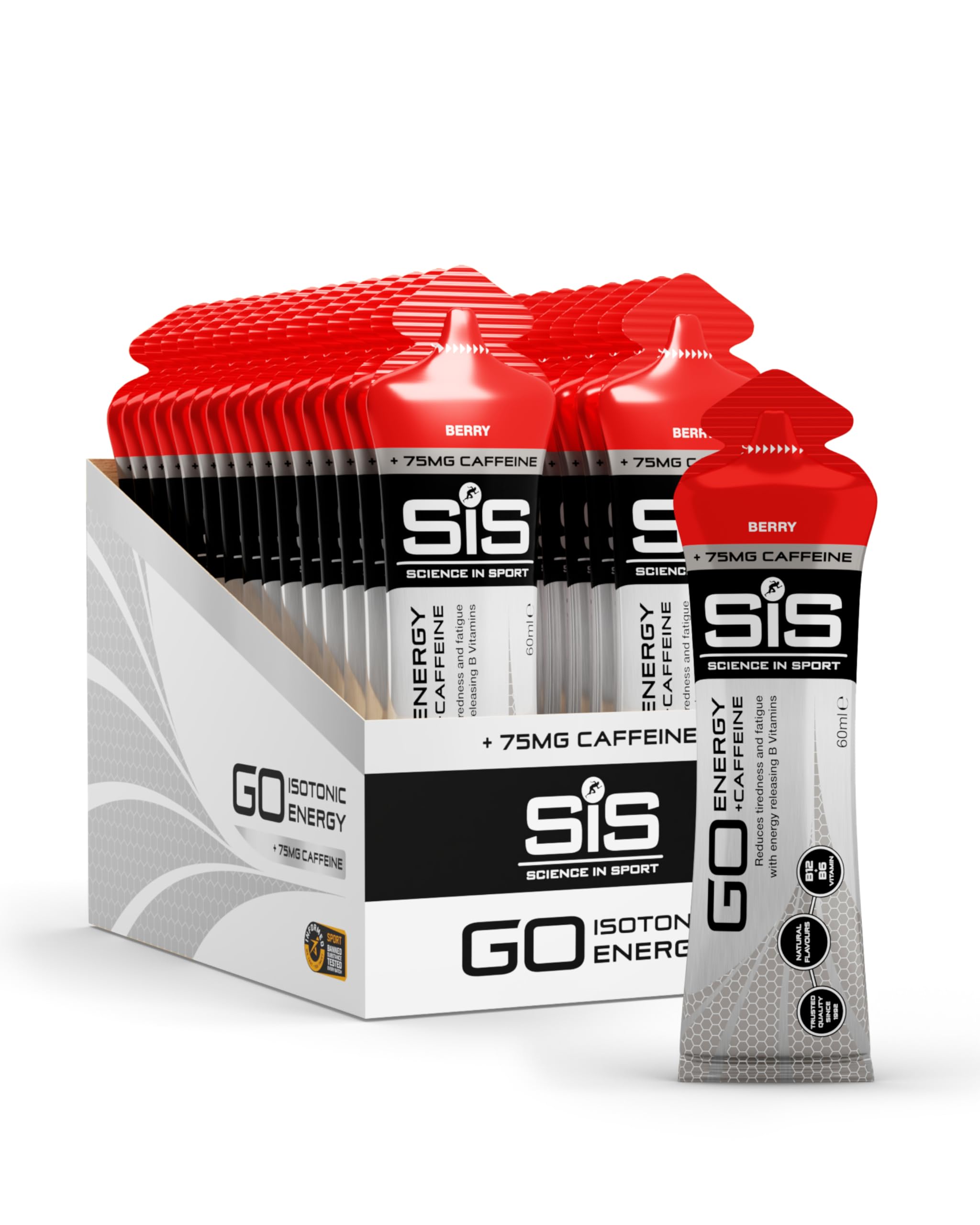 Science in Sport Go Isotonic Energy Gel with Caffeine, Berry Flavour, 60ml (30 Packs) — image 1