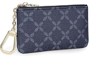 Masien Rauder Luxury Zip Key Chain Pouch | Mini Coin Purse Wallet Card Holder with Clasp | for Men Women (Navy)
