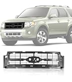 Replacement Grille Assembly For 2008-2012 Ford Escape - Black Painted Shell With Chrome Insert