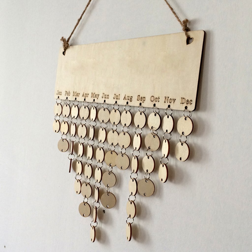 Sharplace Panneau Calendrier Anniversaire Rustique Porte Cles Bricolage Disque En Bois Planche Crochets Ameublement Et Decoration Cuisine Maison Bhattbros Com