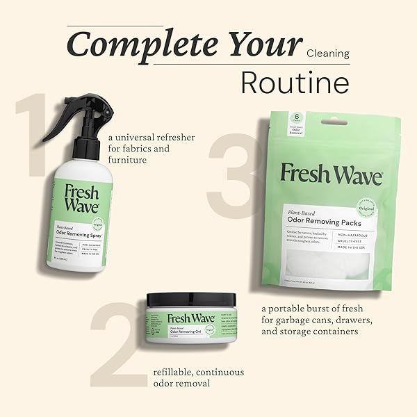 FRESH WAVE ODOR REMOVING GEL, 7 OZ., PACK OF 3 – ODOR ABSORBERS FOR HOME, SAFER ODOR RELIEF, NATURAL PLANT-BASED ODOR ELIMINATOR, EVERY 7 OZ. LASTS 15-30 DAYS, FOR COOKING, TRASH & PETS