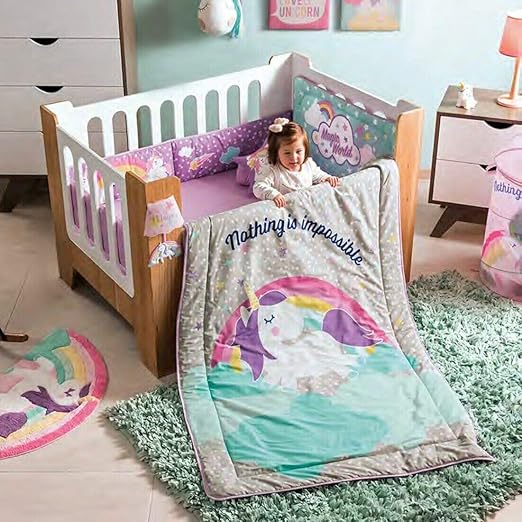 purple unicorn crib bedding