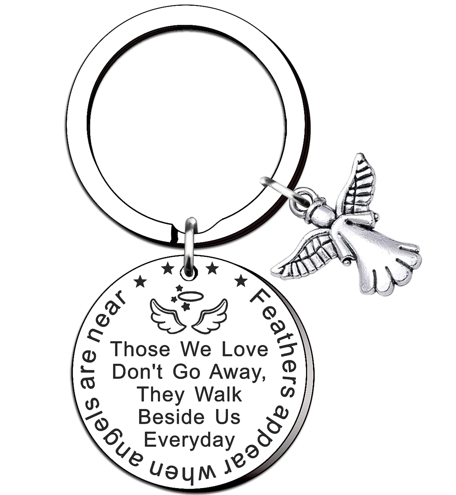 TTOVEN Memorial Gifts in Memory of Loved One Gift Feathers Appear When Angels are Near Loss of Loved One Keyring Memorial Sympathy Gifts