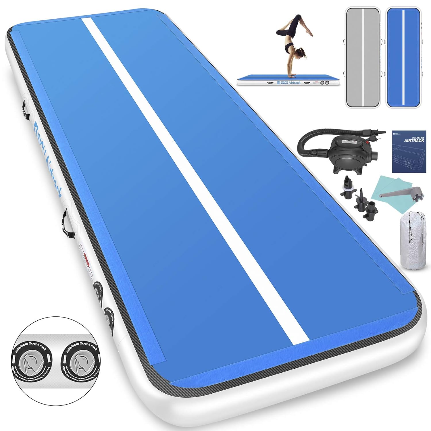 VOFiTNY 16ft Foldable Air Mat For Gymnastics, Tumbling, Cheer Training With E-Pump
