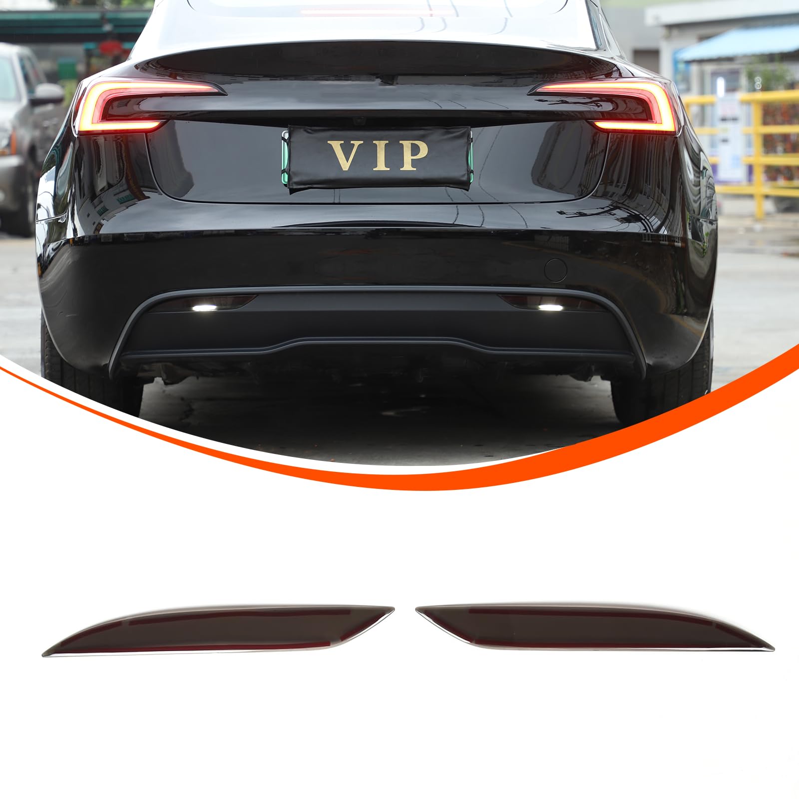 Photo 1 of Qiosreui Rear Fog Light Cover Compatible with Tesla Model 3 Highland 2024-2025 Accessories Auto Smoked Tail Foglight Shell Shade Guard Trim Rear Bumper Fog Lamp Decorative Cover Protector ABS