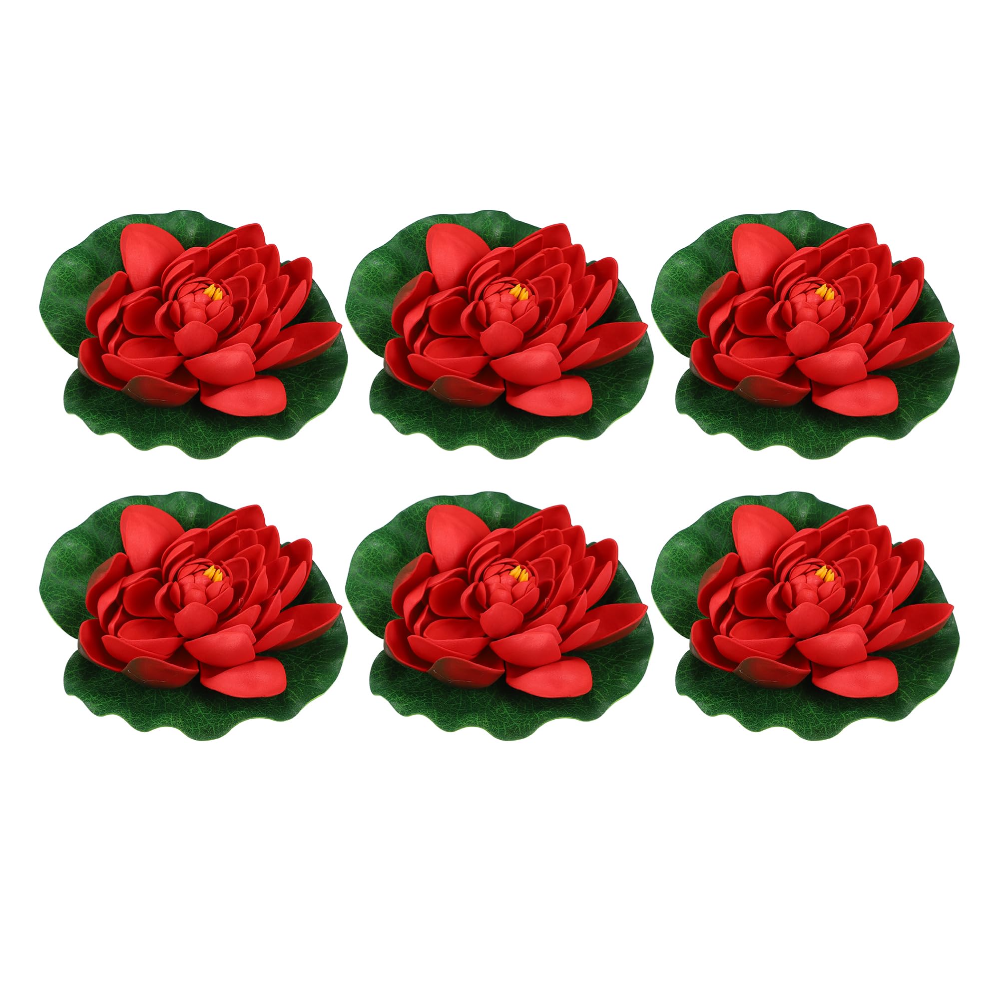 CAPASTEC Artificial Floating Lotus Flower, Artificial Lotus Flower for Garden Ponds Pool Decoration 7.09Inch (Red) 6pcs