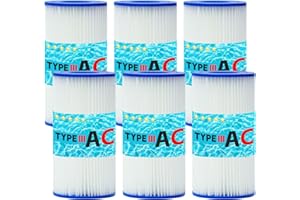 Lucasou Type III Pool Filter Cartridge Type A or C Compatible Replacement for 583XX 530XX Series Pool Pumps, Washable & Reusable (6pcs)
