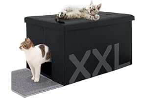 MEEXPAWS Cat Litter Box Enclosure Furniture Hidden, Cat Washroom Bench Storage Cabinet | Extra Large 35.4'' x 19.7'' x 19.7''| Dog Proof | Waterproof Inside/Easy Clean | Easy Assembly | Odor Control