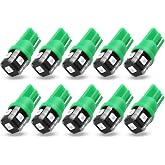 PHINLION 194 LED Bulb, 168 T10 Car Interior Light, Green, 10 Pack | Super Bright, 2825 W5W LED Bulbs, for Dome Map Door Courtesy License Plate Dash Lights, Non-Polarity