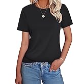 GKBK Womens Short Sleeve Cotton Shirts Crewneck Summer Tops Casual Cute Basic Tee Tshirt Spring Clothes Outfits Trendy