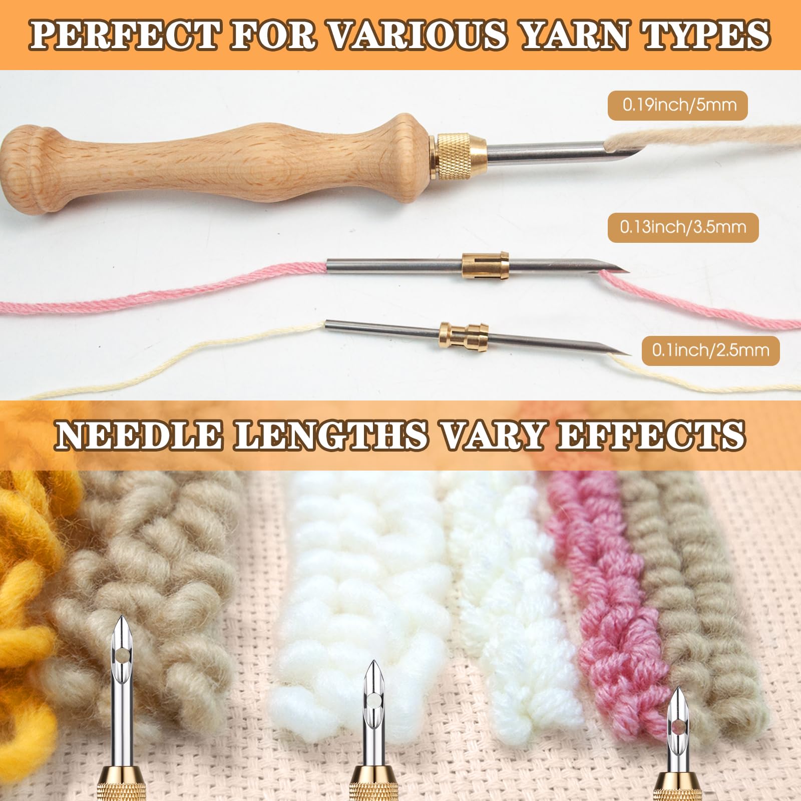 Punch Neddle Kit with Storage Box,Adjustable Punch Needle Tool with1.6mm/2mm/2.5mm/3.5mm/5mm Metal Needles,Punch Needle Set Adults Beginner for DIY Craft,Perfect for Decoration and Gifts(Blue)