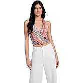 GUESS Womens Sleeveless Fearne Halter Top