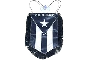 PRK 14 Puerto Rico Flag for Cars Home Flags Puerto Rican Black and White Flag Boricua car Accessory Small Quality Mini Banner PR Rearview Mirror Hanging Sticker Decal Accessories Design Style Rich in Color