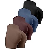 CHRLEISURE Workout Gym Biker Shorts, High Waisted Butt Lifting Scrunch Butt Sports Seamless Shorts Sets 4 Piece