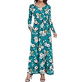Women's Long Sleeve Long Maxi Fall Casual Dresses M Mix Blue
