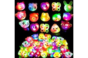 SOFLIY 27 Pcs LED Light Up Ring - Colorful Flashing Bumpy Rings Finger Toys Novelty Glow in the Dark Soft Jelly Blinking Rings Party Favors for Adults Kids Bachelorette Party Halloween Concert Gifts