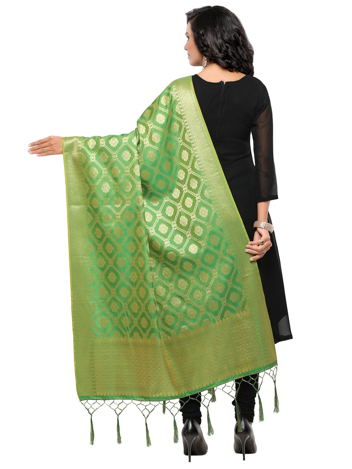 varayu women's woven banarasi poly silk dupatta