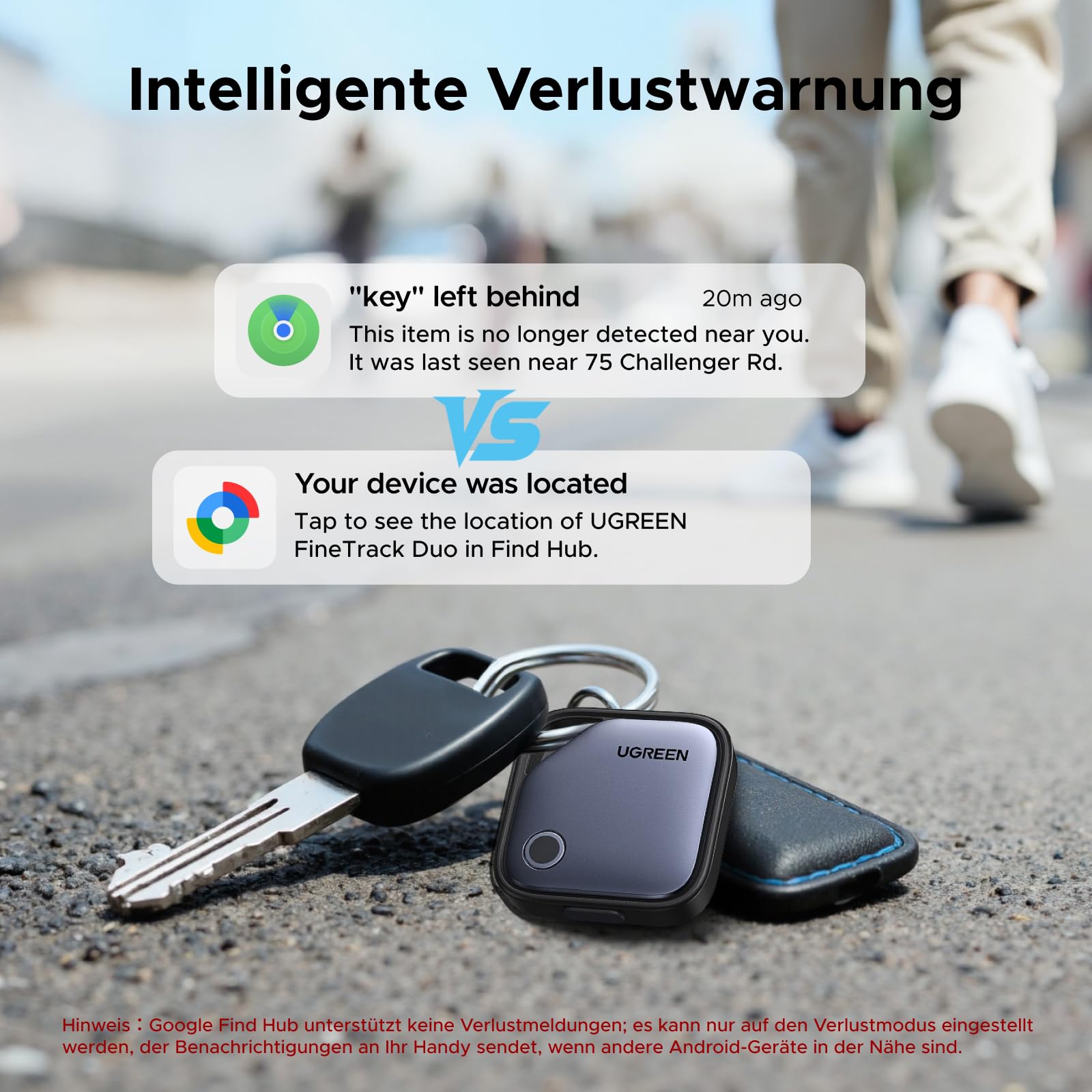 UGREEN FineTrack Duo 4 Pack für iOS & Android, USB C aufladbarer GPS Tracker kompatibel mit Apple Find My oder Google Find Hub, 12 Monaten Laufzeit, Schlüsselfinder für Backpack, Koffer, Pass usw. 6