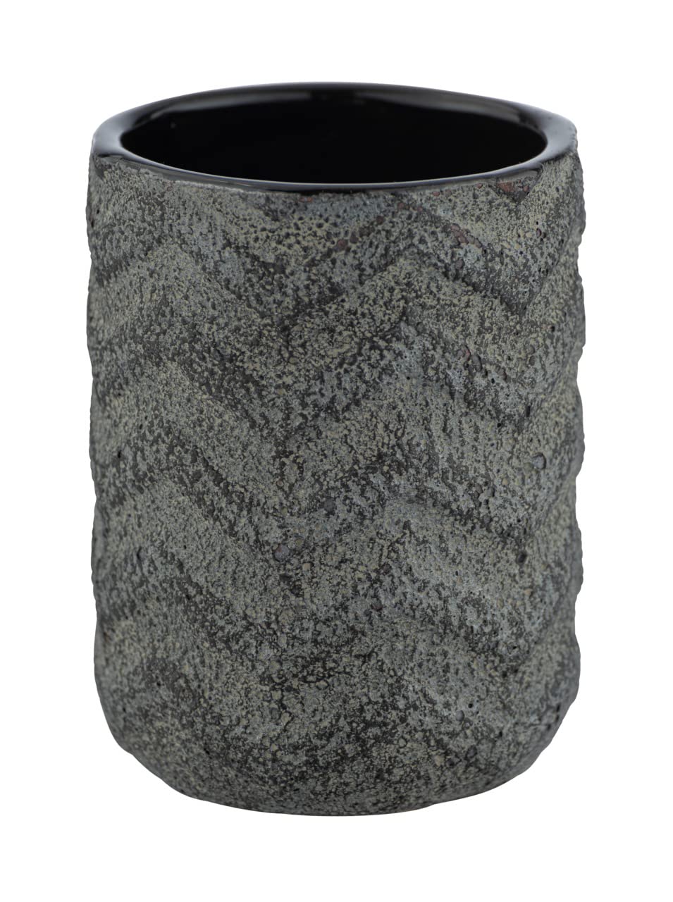 WENKO Mantua Ceramic Toothbrush Holder for Toothbrush and Toothpaste, Hand-Painted, Ceramic, 10 x 7.5 x 10 cm, Black