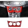 HIRUFAIT Center Console Air Conditioning Adjustment Panel Cover for Mitsubishi Eclipse 2006-2011, Car A/C Switch Button Frame Trim Accessories ABS Material (Sports Red)