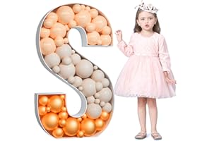 Tongjoy 4FT Mosaic Letters for Balloons, Mosaic Balloon Frame, DIY Marquee Light Up Letters, Large Giant Letters for Birthday Engagement Party Decorations Wedding Backdrop, Balloon Arch Kit, Letter S