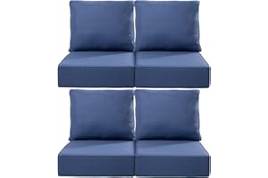 Giantfurnni 6 Inch Outdoor Chair Cushions Set of 4 - Heavy Duty 24x24 Water-Resistant Comfortable Cushion for Patio Furniture Set Dining Gliding Rocking Chairs Loveseat L-Shape Sofa - Navy Blue