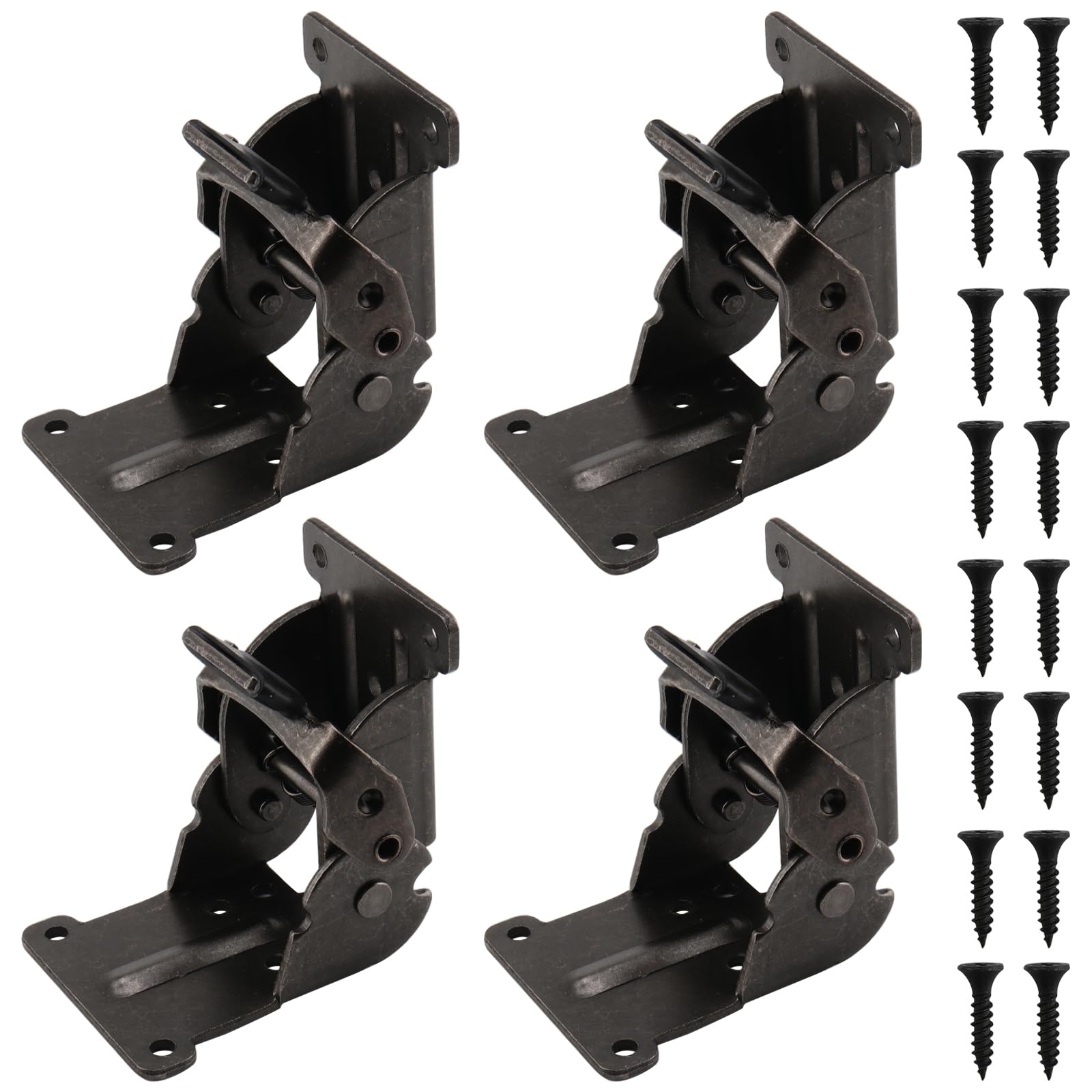 MANCHAP 4 PCS 90/180 Degree Self Locking Folding Hinges, Folding Legs Hinge Brackets with Screws, Foldable Table Hinges Bracket for Furniture, Bronze Black