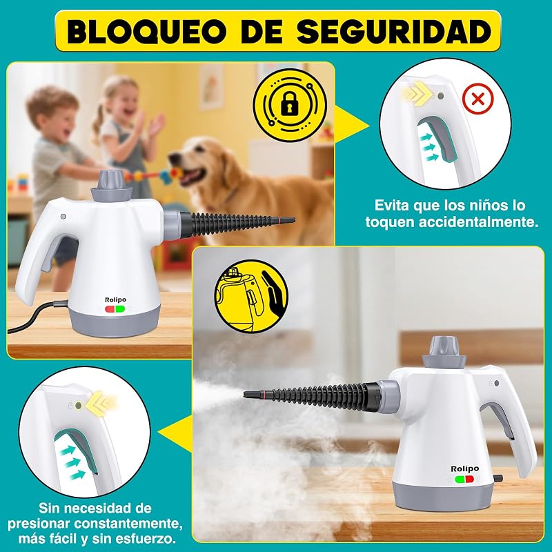 Limpador a vapor portátil de pressão com 12 acessórios e fechadura de segurança, pistola a vapor doméstica multifuncional para limpeza de cozinha, casa de banho, juntas, janelas e gordura