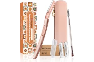 Face Razor and Eyebrow Razors+7Pcs SWEDISH Blade Refills, GlamTweeler Heavy Duty Expert Face, Body and Bikini Hair Removal Razors with Silicone Travel Case, Reusable Dermaplaning Razor for Men & Women
