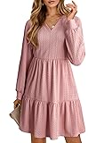 Dokotoo Womens Casual Dresses Collar V Neck Long