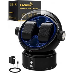 Lieinw Automatic Watch Winder for Rolex and Auto Watches, Astronaut Style 2 Slots Winding Watch Box with Japanese Quiet Motor
