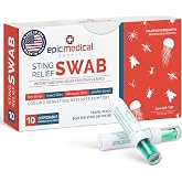 Epic Medical Supply Sting Relief Swab &ndash; Instant Mosquito Bite Relief &amp; Bug Bite Relief &ndash; Max Strength Benzocaine &amp; Menthol &ndash; 10 Disposable Swabs for Insect Bites, Bee Stings, Jellyfish &amp; More